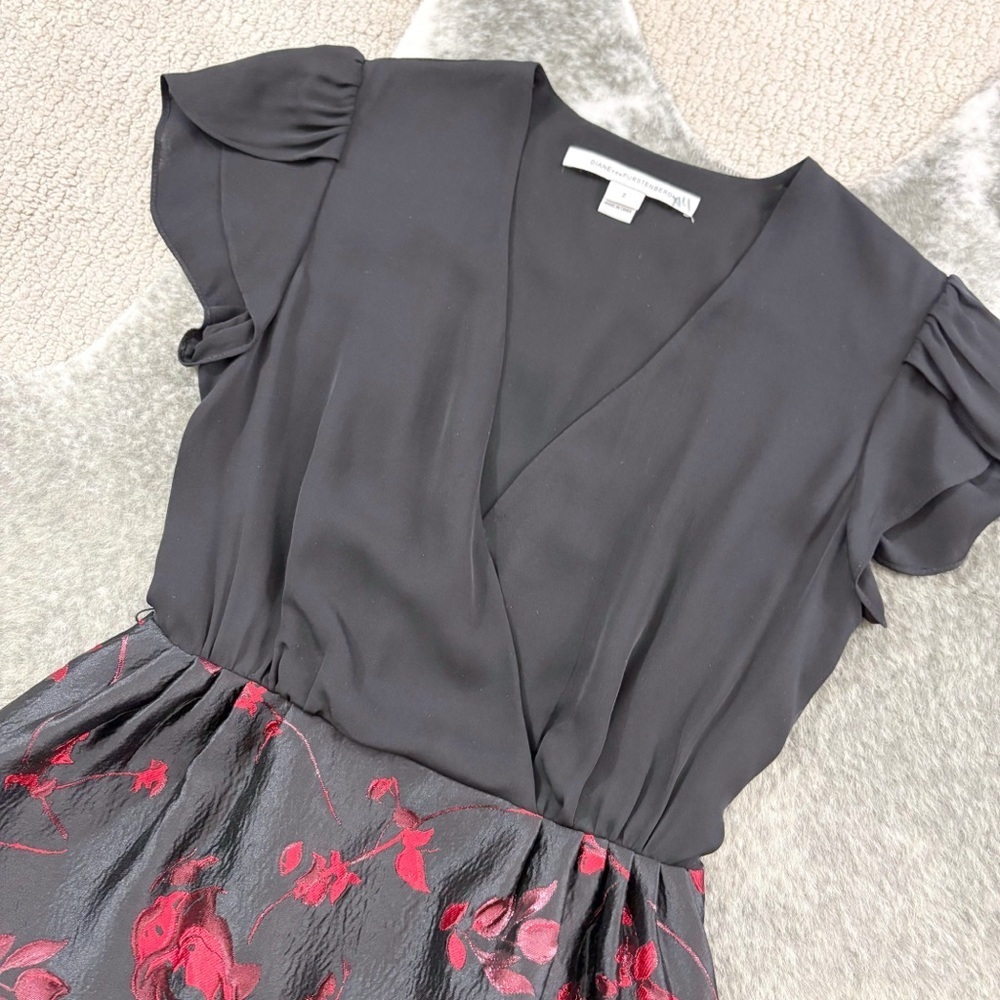 DVF Diane Von Firstenberg Floral Brocade Dress 2 - Picture 4 of 12